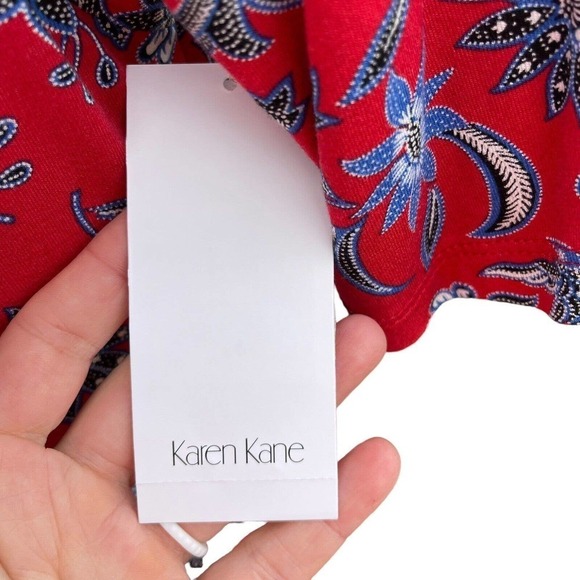 Karen Kane Women’s A-line Red Paisley Floral Mini Dress Size Medium NWT - Picture 10 of 14
